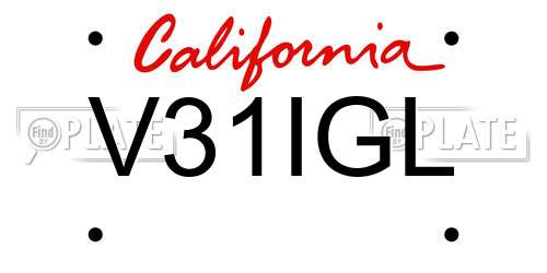 V31IGL California License Plate