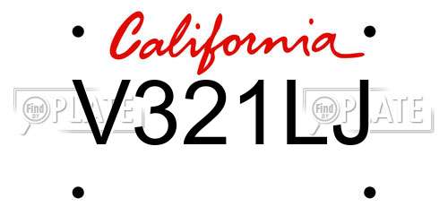 V321LJ California License Plate