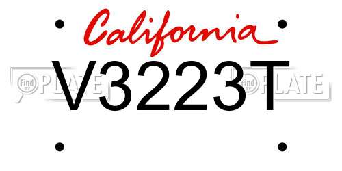 V3223T California License Plate