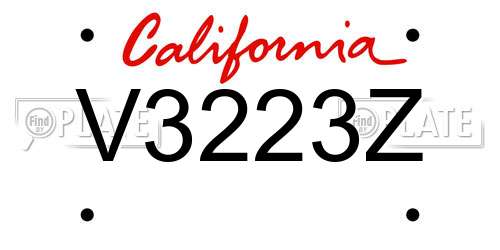 V3223Z California License Plate