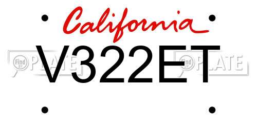V322ET California License Plate