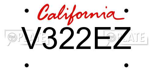 V322EZ California License Plate