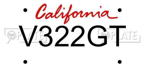 V322GT California License Plate