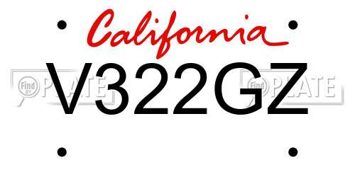 V322GZ California License Plate
