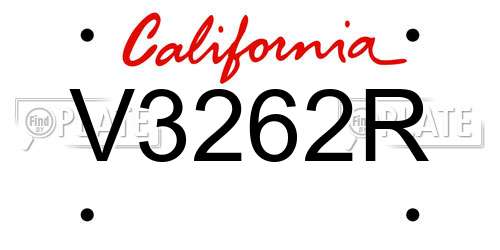 V3262R California License Plate