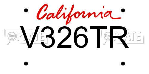 V326TR California License Plate