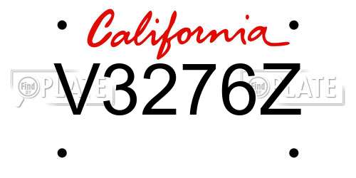 V3276Z California License Plate