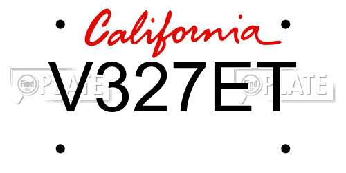 V327ET California License Plate