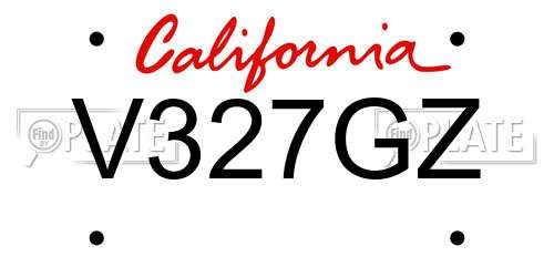 V327GZ California License Plate