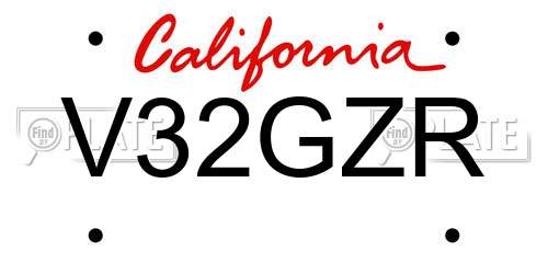 V32GZR California License Plate