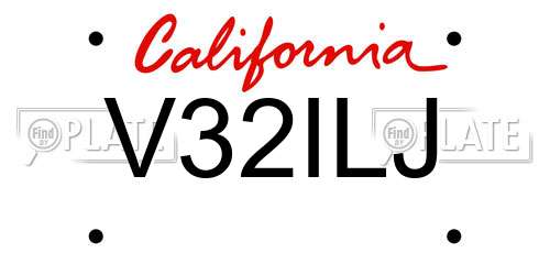 V32ILJ California License Plate