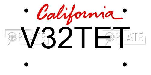 V32TET California License Plate
