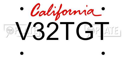 V32TGT California License Plate