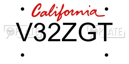 V32ZGT California License Plate