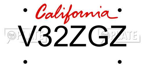 V32ZGZ California License Plate