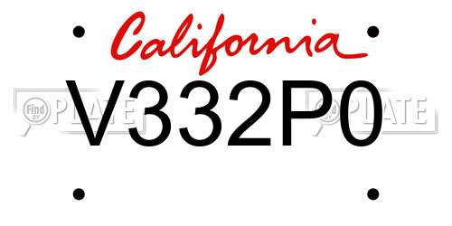 V332P0 California License Plate