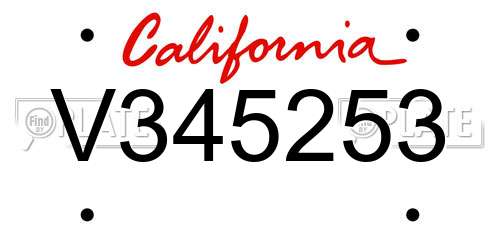 V345253 California License Plate