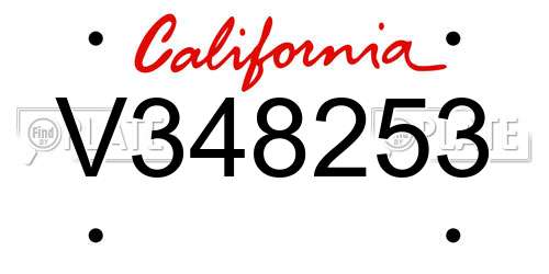 V348253 California License Plate