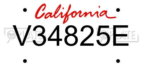 V34825E California License Plate