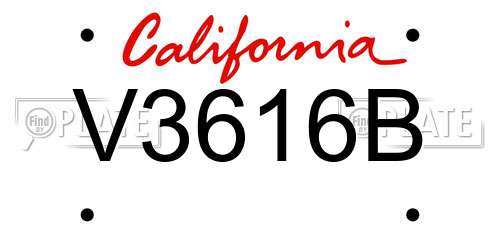 V3616B California License Plate