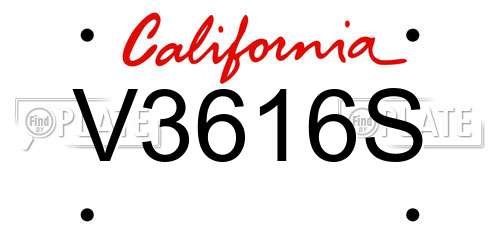 V3616S California License Plate