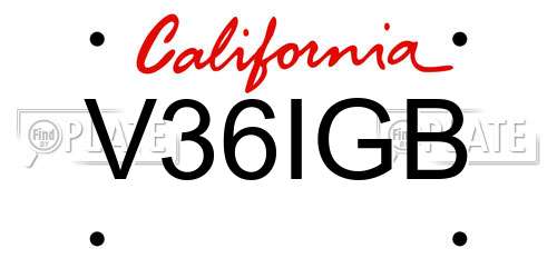 V36IGB California License Plate