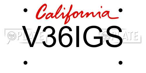 V36IGS California License Plate