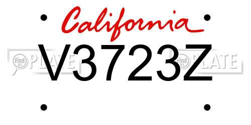 V3723Z California License Plate