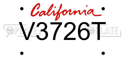 V3726T California License Plate