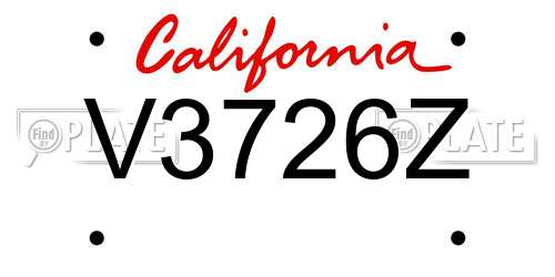 V3726Z California License Plate
