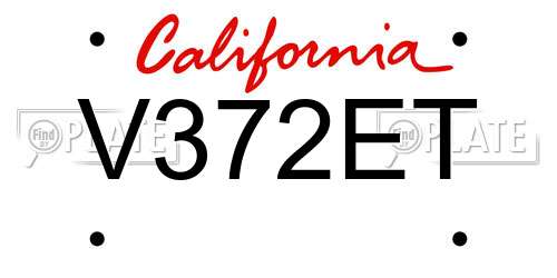V372ET California License Plate