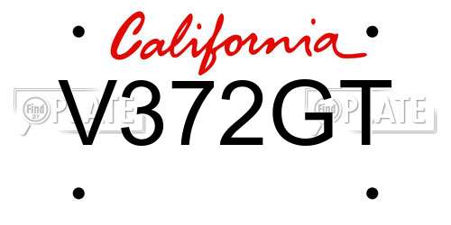 V372GT California License Plate