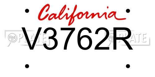 V3762R California License Plate