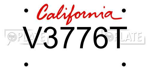 V3776T California License Plate