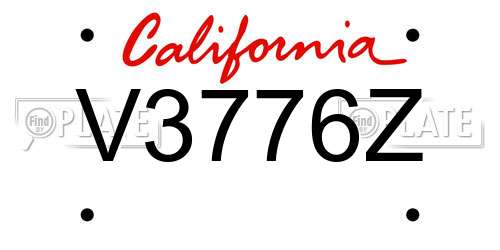 V3776Z California License Plate