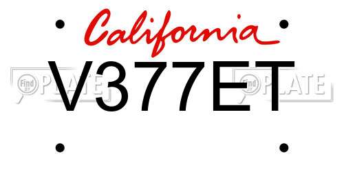 V377ET California License Plate