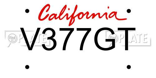 V377GT California License Plate
