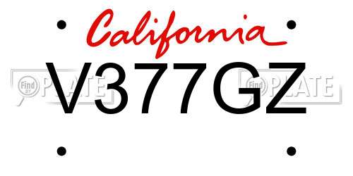 V377GZ California License Plate