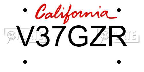 V37GZR California License Plate