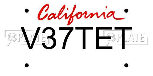 V37TET California License Plate