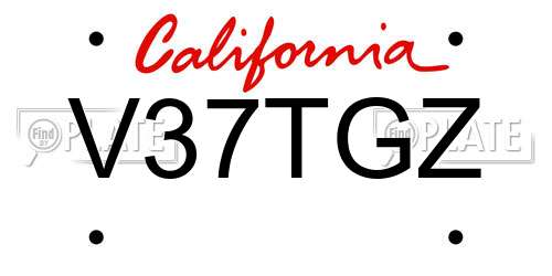 V37TGZ California License Plate
