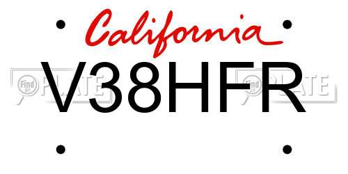 V38HFR California License Plate