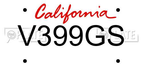 V399GS California License Plate