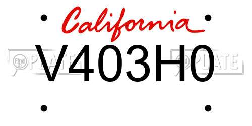 V403H0 California License Plate