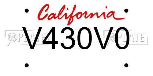 V430V0 California License Plate
