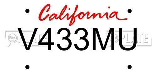 V433MU California License Plate