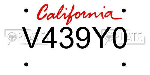 V439Y0 California License Plate