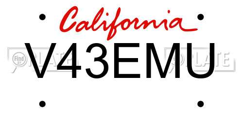 V43EMU California License Plate