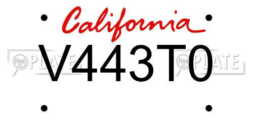 V443T0 California License Plate
