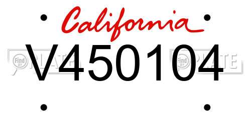 V450104 California License Plate